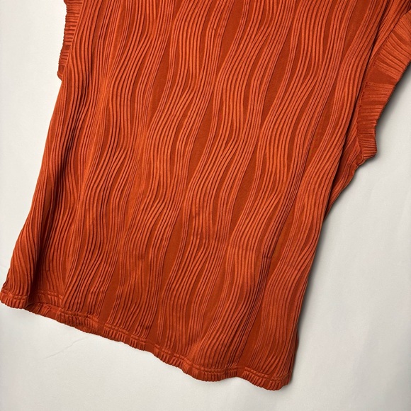 Chic Rust Wave Pattern Dressy Blouse Large - Picture 5 of 9